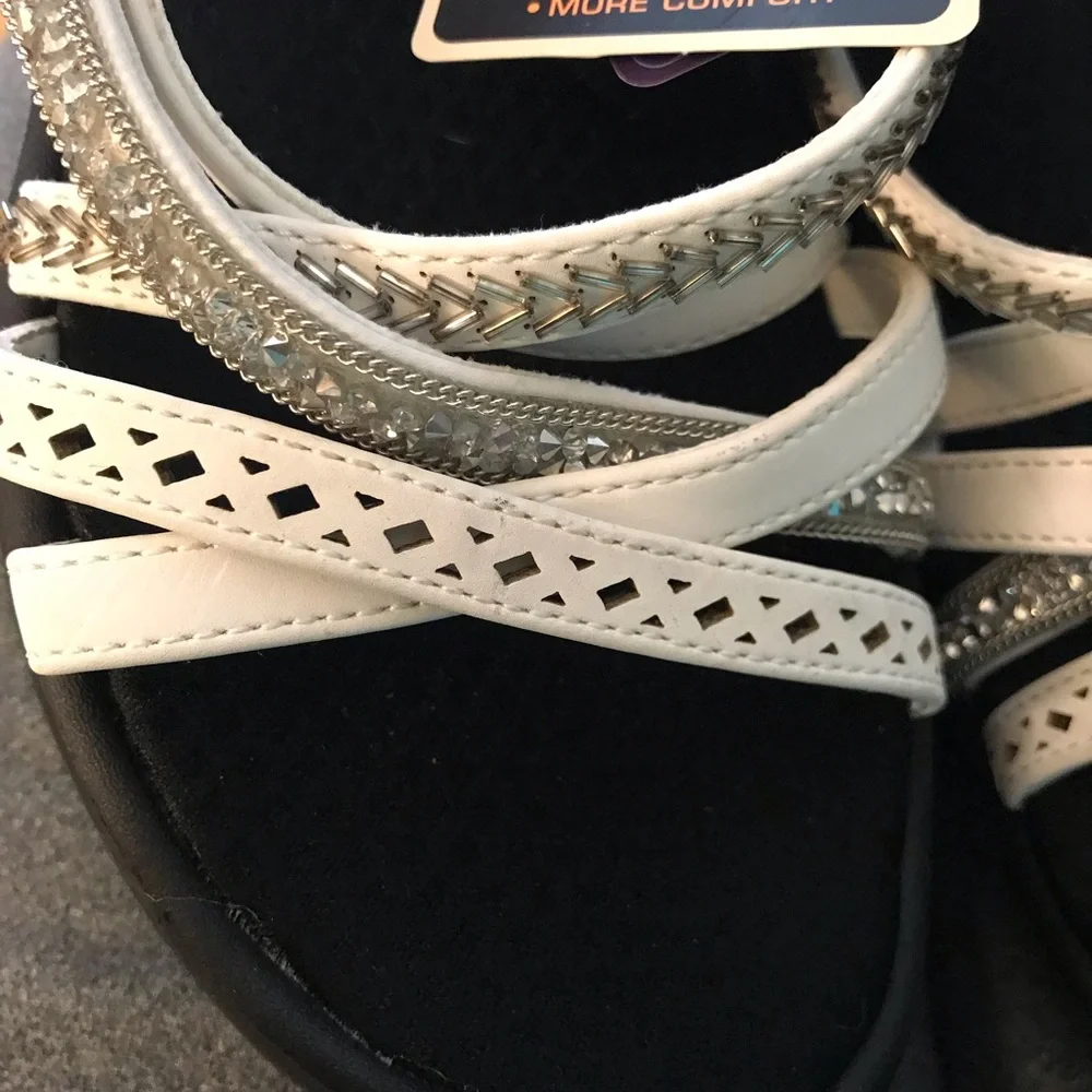 Skechers Memory Foam CALI Strappy Bling Sparkly Wedge Sandals NEW Size 9 39 - Picture 5 of 10